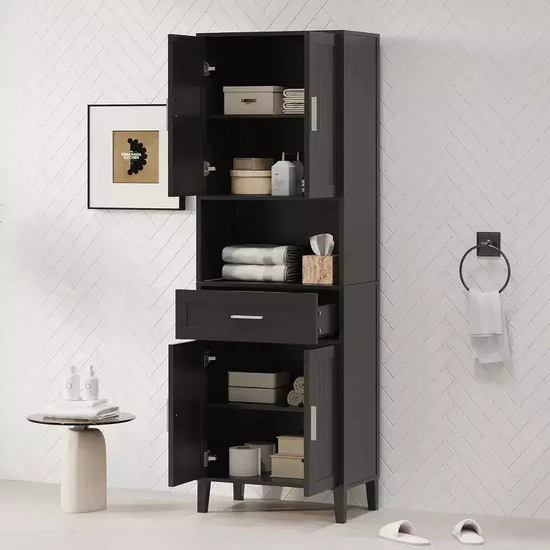Mobiletto da bagno alto 70,9" resistente all'acqua con ripiani regolabili