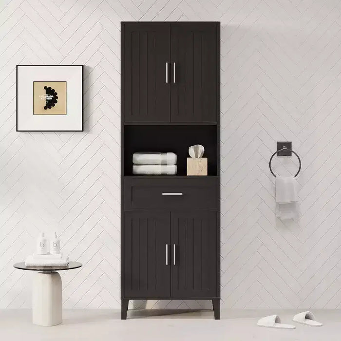 Whisen 70.9 Multifunctional Water-Resistant Tall Bathroom Storage Cabinet with Adjustable Shelves, Soft-Close Doors