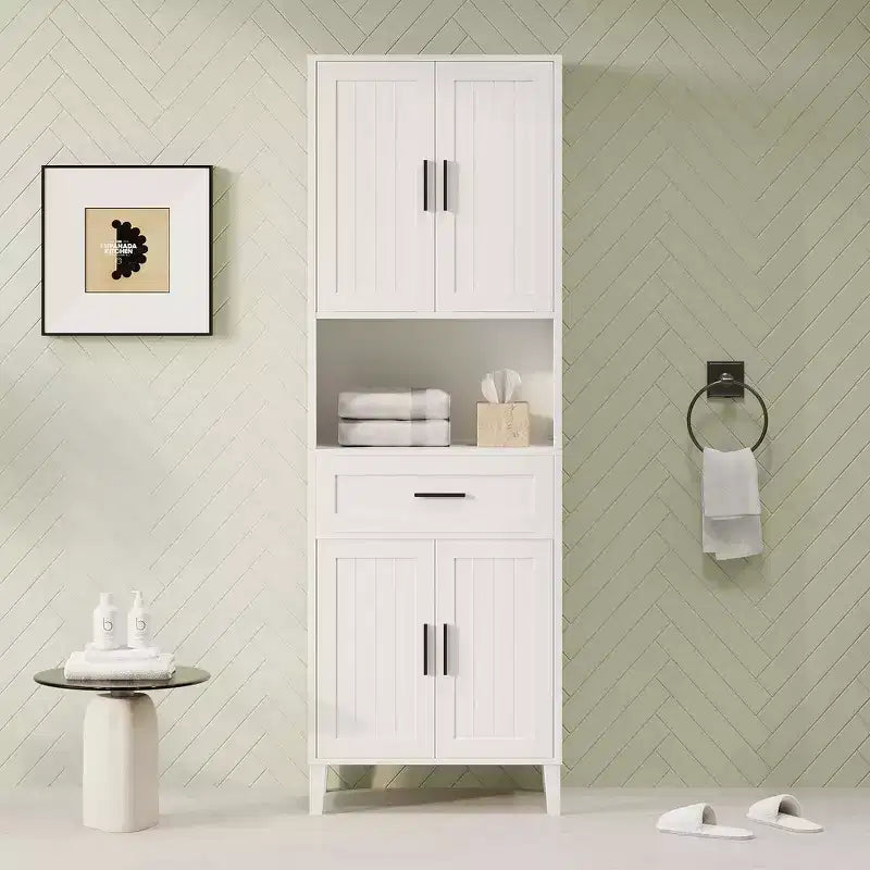 Mobiletto da bagno alto 70,9" resistente all'acqua con ripiani regolabili