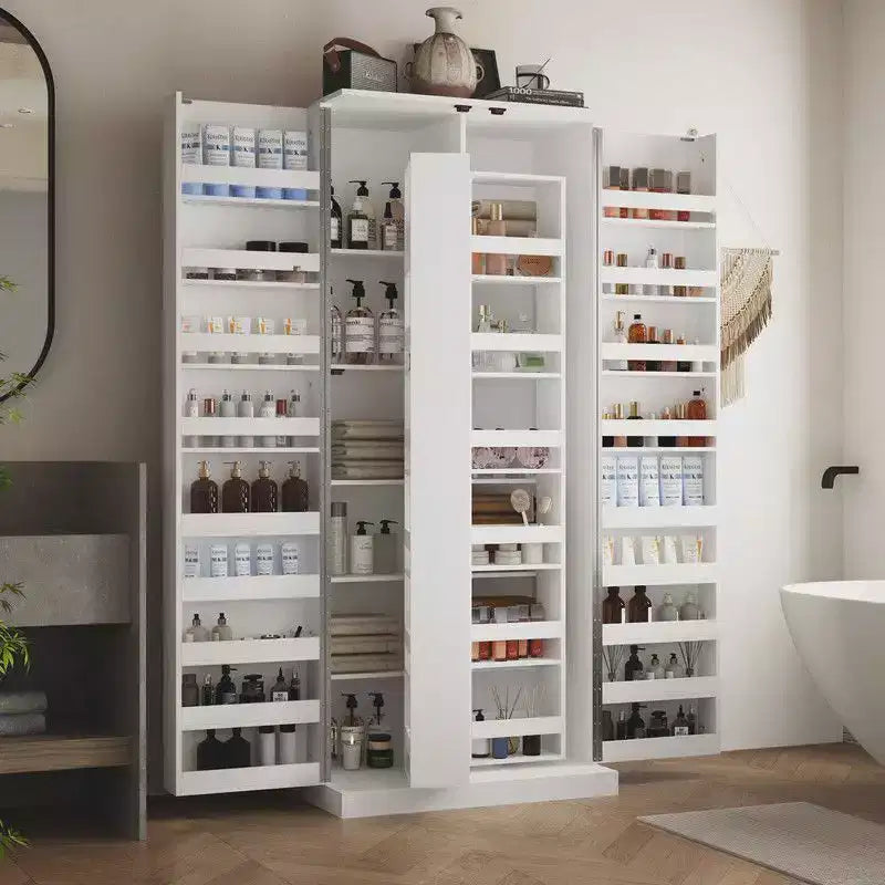 Mobile Lavabo Moderno a Doppia Anta con Vano Contenitore Girevole, Organizer per Trucchi