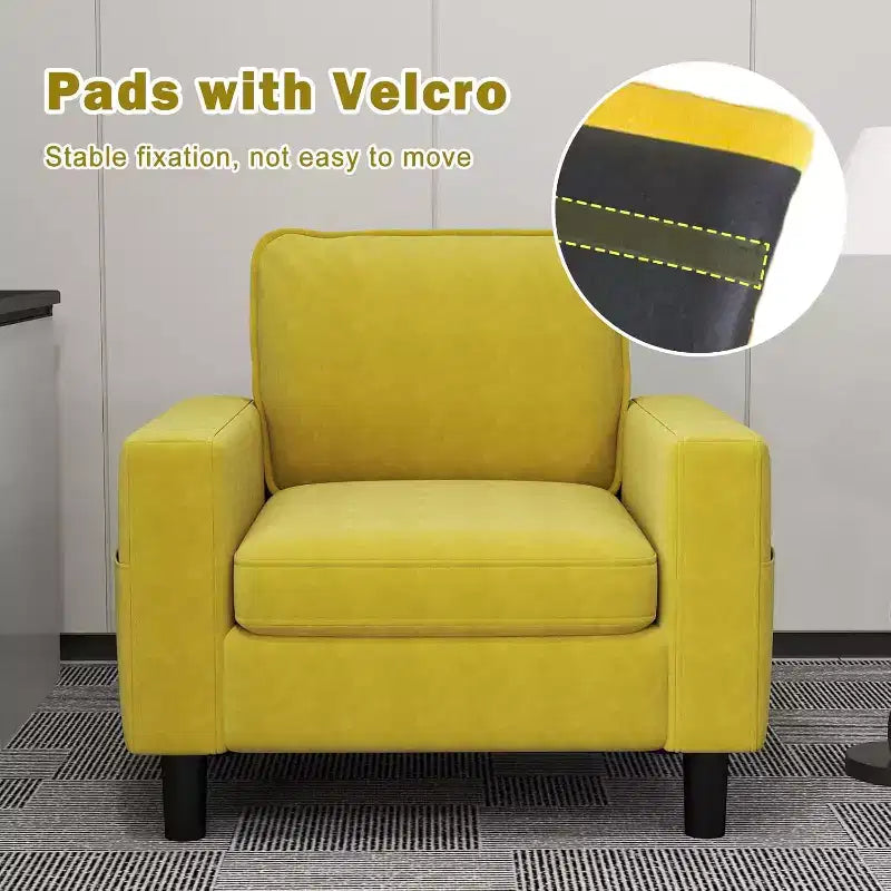 Kinsuite Single Sofa Chair - 33 Modern Accent Chairs with Arms & Cushionsm, Mustard