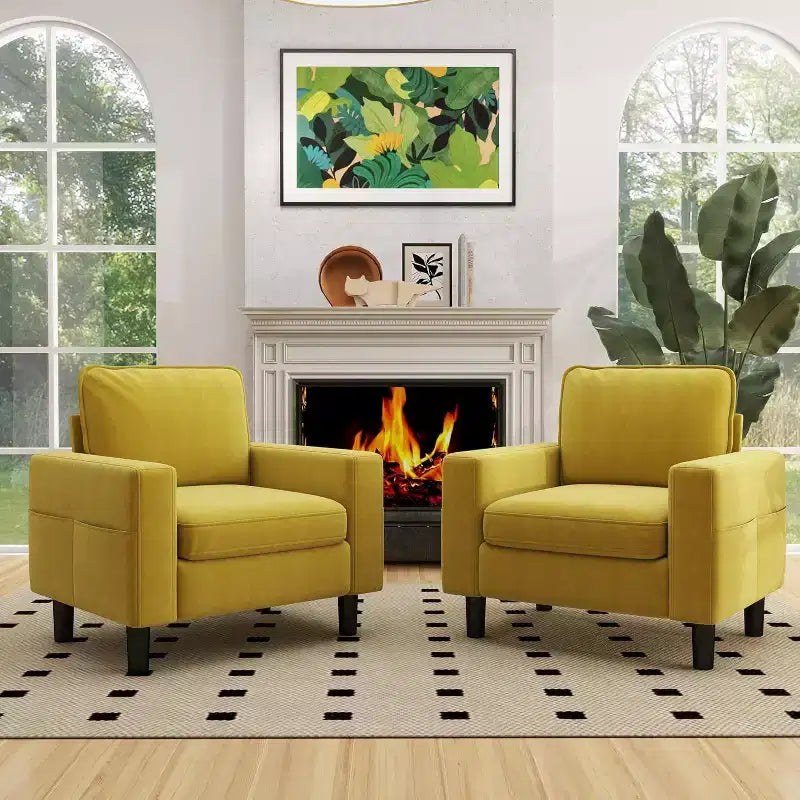 Kinsuite Single Sofa Chair - 33 Modern Accent Chairs with Arms & Cushionsm, Mustard