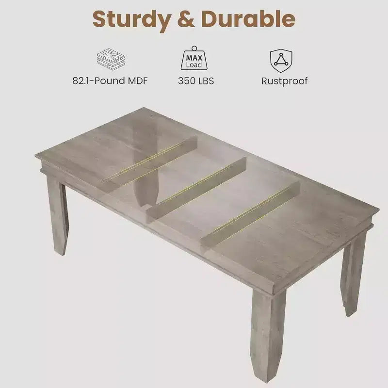 Tavolo da Pranzo Rettangolare da 180 cm per 6-8 Persone, Stile Rustico