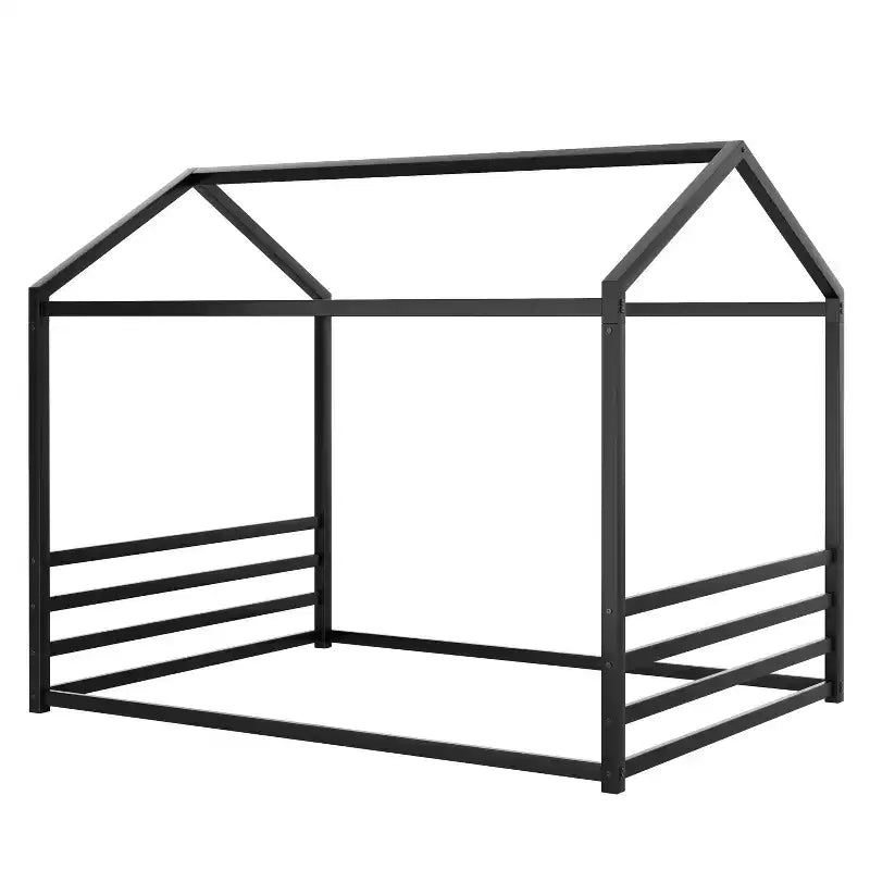 Struttura per letto a terra Montessori per materasso singolo/una piazza e mezza, letto basso in metallo a forma di casetta con sponde di sicurezza
