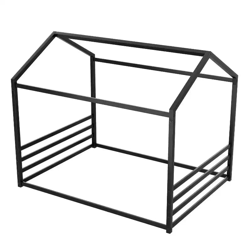 Struttura per letto a terra Montessori per materasso singolo/una piazza e mezza, letto basso in metallo a forma di casetta con sponde di sicurezza