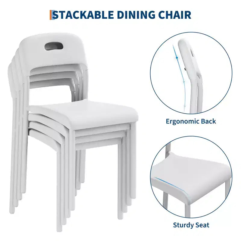 Chaises de salle à manger empilables en plastique avec pieds en métal pour salle de conférence, bureau, table de salle à manger, montage facile, résistant aux taches, utilisation intérieure et extérieure