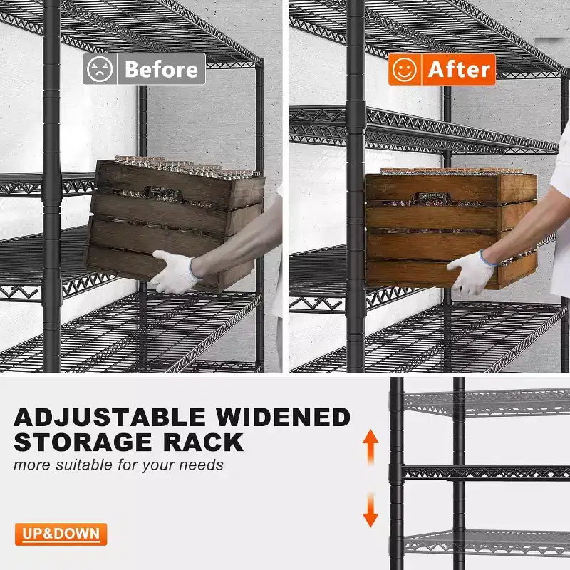 HOMDOX 5-Tier Heavy Duty Metal Storage Rack 60W x 24D x 82H, 3000LBS Adjustable Wire Metal Shelves for Storage, Free Standing Storage Shelf Units