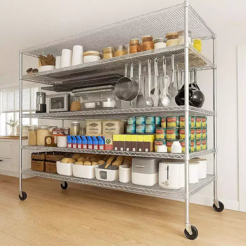HOMDOX Étagère de rangement métallique robuste à 5 niveaux 60W x 24D x 82H, étagères métalliques grillagées réglables de 1360 kg pour le stockage, unités d'étagères de rangement autoportantes