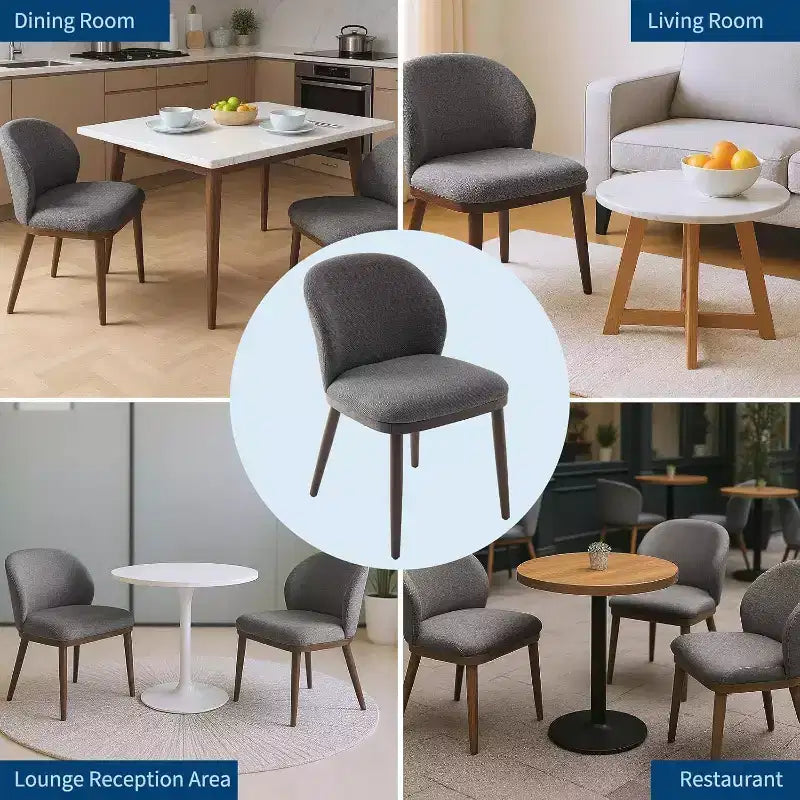 Lot de 2 chaises de salle à manger, pieds en bois, assise en tissu confortable, convient pour la salle à manger, la cuisine, le salon, installation facile