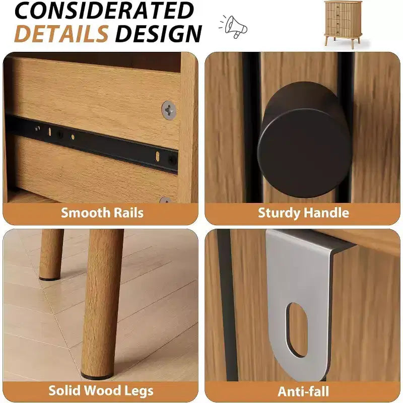 Cassettiera a 4 cassetti con gambe in legno, organizer per camera da letto e cameretta