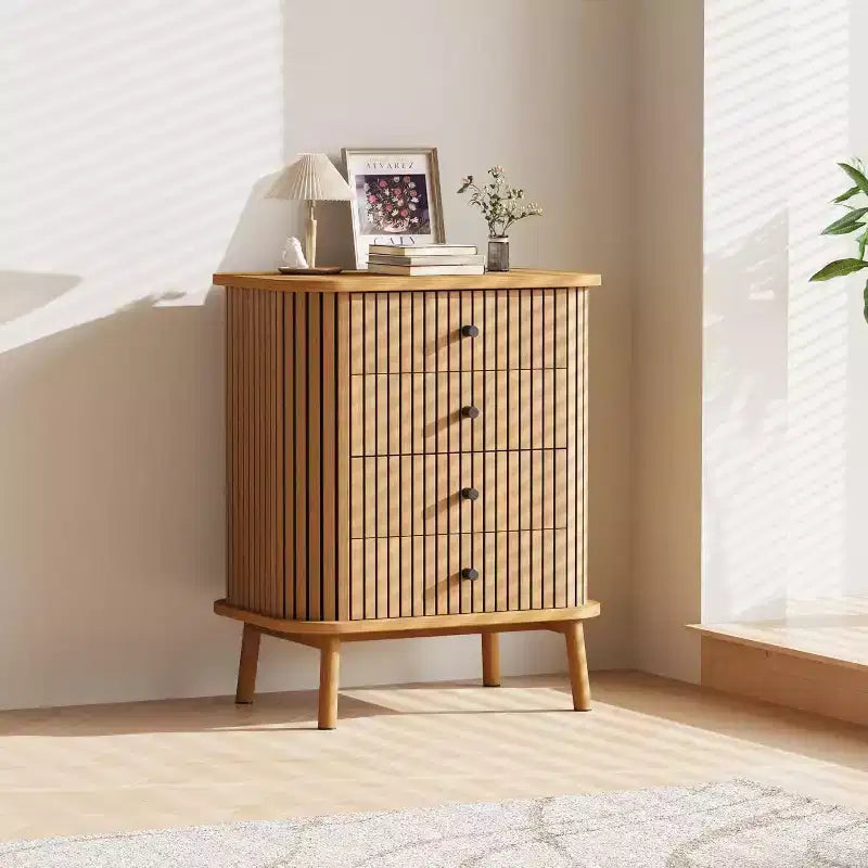 Cassettiera a 4 cassetti con gambe in legno, organizer per camera da letto e cameretta
