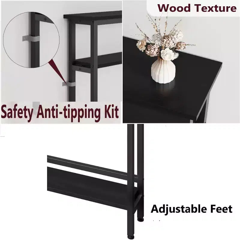 Slim 5.9 Sofa Table, 2-Tier Narrow Console Table with Adjustable Shelf, Space-Saving Design for Living Room, Entryway, Hallway, and Foyer Use