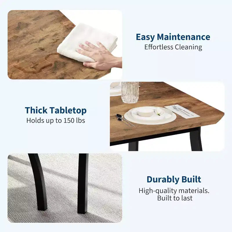 5-Piece Wood Dining Table Set, Upholstered Bench and 2 Chairs, Space-Saving Dinette Set for Studio, Kitchen, Dining Room