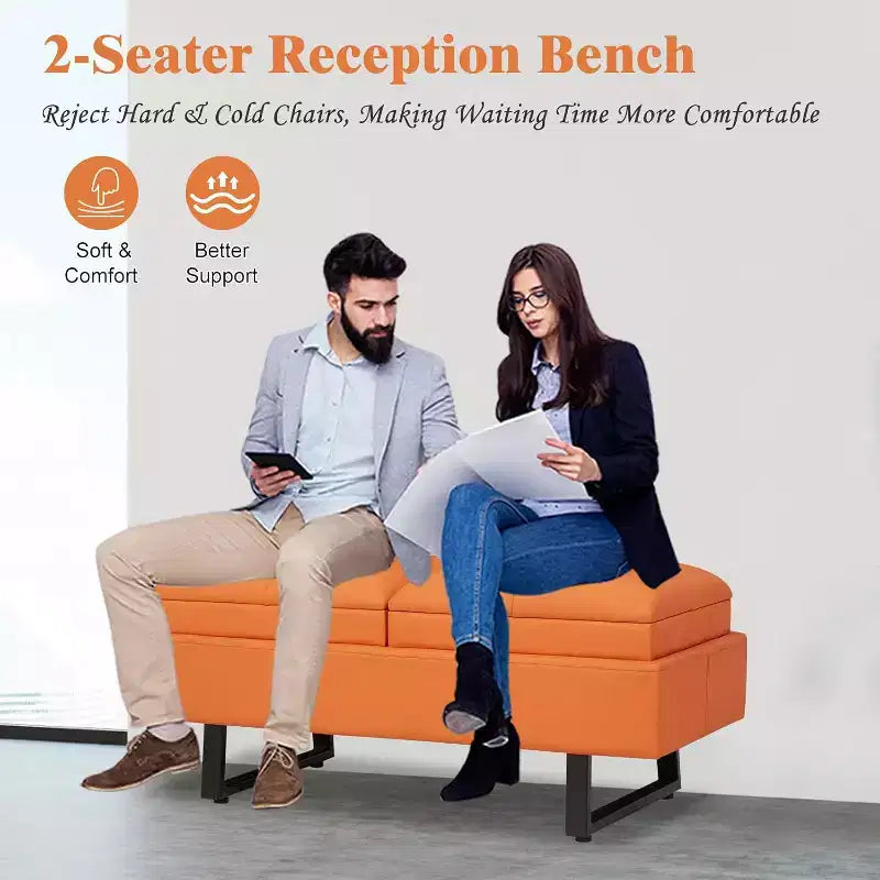 Kinsuite Reception Chairs Entryway Bench - Waiting Room Chair with PU Leather