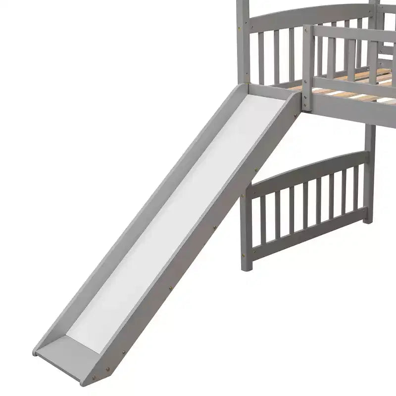 Lit mezzanine Bellemave jumeau avec toboggan et échelle, lit mezzanine maison pour enfants, lit mezzanine en bois, pour garçons et filles, maison grise