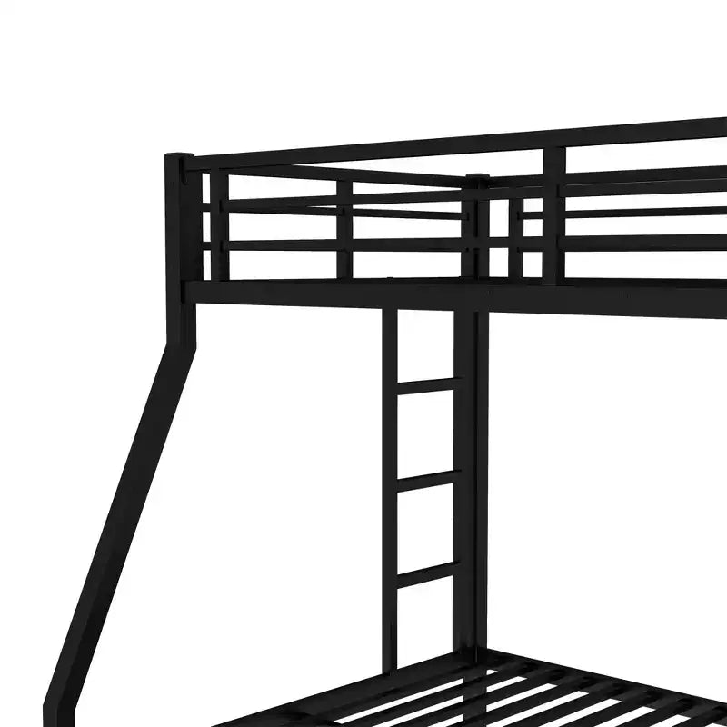 Bellemave Lit Superposé en Métal avec Lit Gigogne, Lits Superposés Jumeaux sur Entiers avec Balustrade, Lit Gigogne et Échelle pour Enfants/Adolescents, Adultes, Pas de Sommier Tapissier Requis, Noir