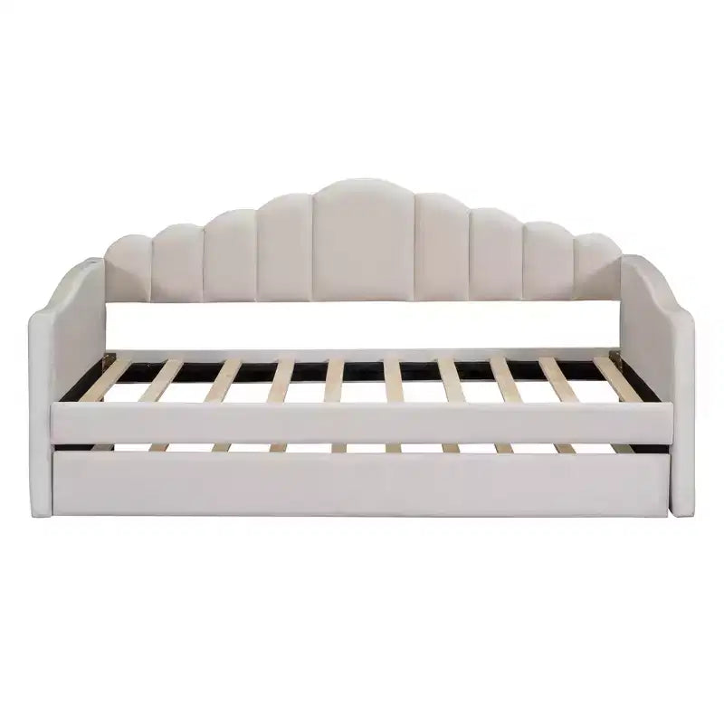 Bellemave Twin Size daybed with Trundle for Adults, Kids, Girls, Teens, daybeds with Trundle for Living Room, Velvet,Beige