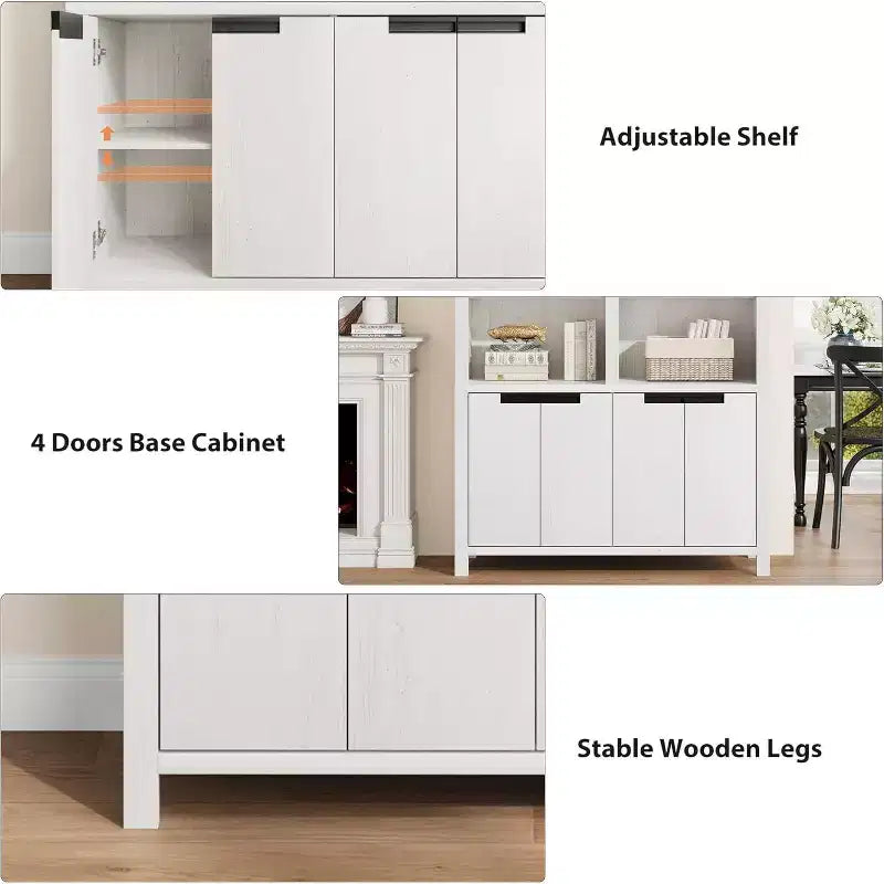 Libreria a colonna doppia 70.7" Grigia/Bianca in Stile Rustico con Ante, 5 Ripiani
