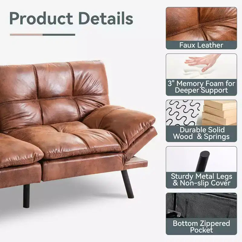 Dyonery 71 Canapé-lit convertible en mousse à mémoire de forme, causeuse moderne pour salon, accoudoirs et dossier réglables, en tissu de lin - Gris clair