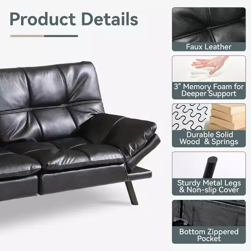 Dyonery 71 Canapé-lit convertible en mousse à mémoire de forme, causeuse moderne pour salon, accoudoirs et dossier réglables, en tissu de lin - Gris clair