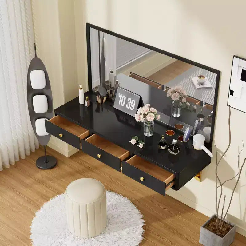 Okak Modern Floating Vanity Table with Drawers,Multi-Purpose Wall-Mounted Dressing Desk Makeup Table for Bedrooms,Bathroom