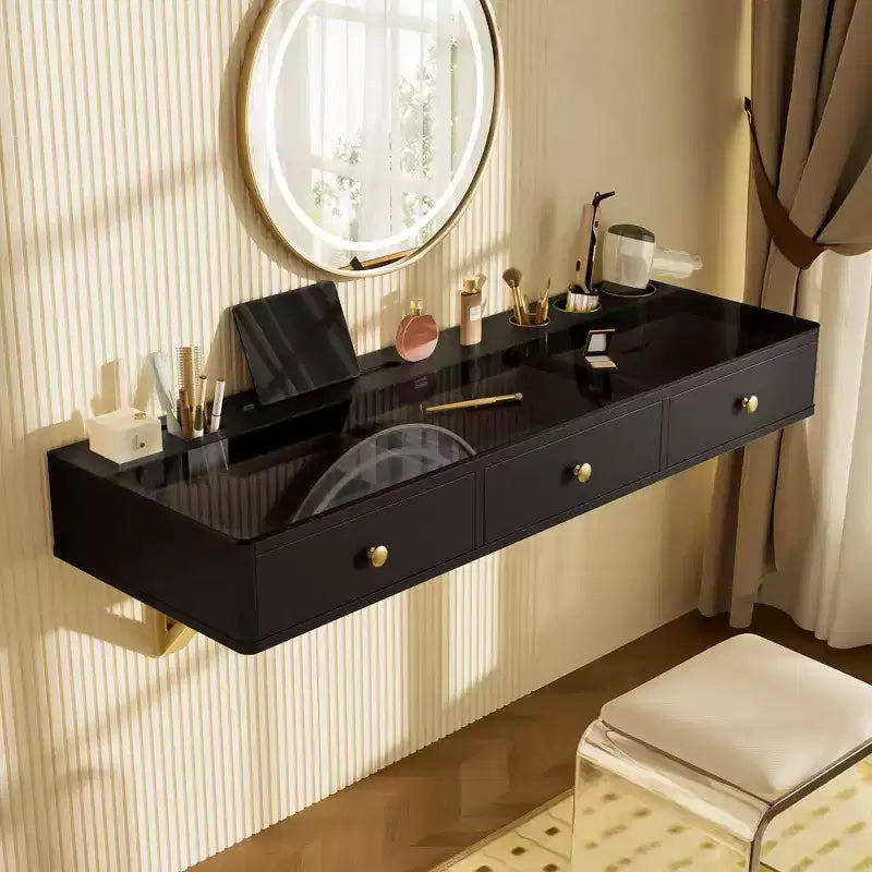 Okak Modern Floating Vanity Table with Drawers,Multi-Purpose Wall-Mounted Dressing Desk Makeup Table for Bedrooms,Bathroom