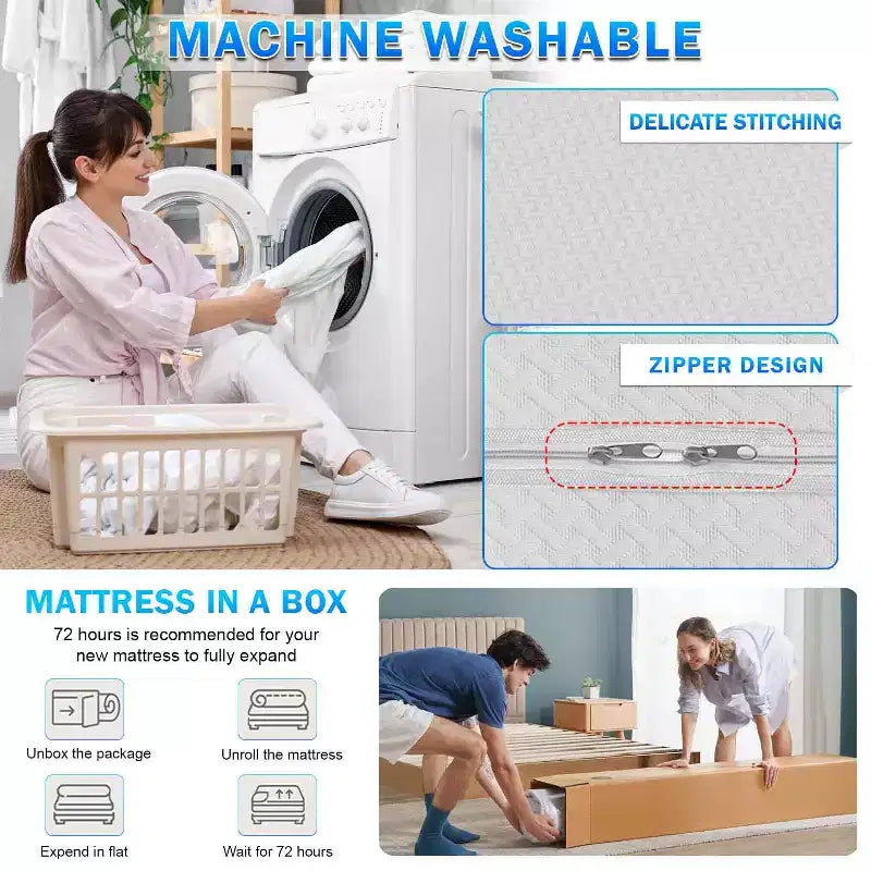 BestMassage 6 Inch Mattress Bamboo Charcoal Memory Foam Mattress Medium Firm Mattress CertiPUR-US Certified