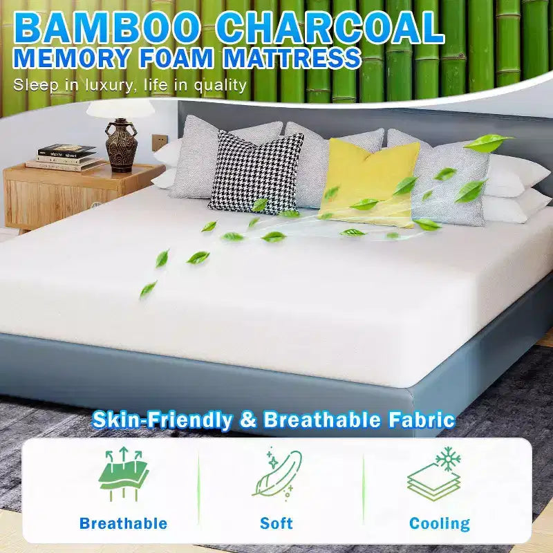 BestMassage 6 Inch Mattress Bamboo Charcoal Memory Foam Mattress Medium Firm Mattress CertiPUR-US Certified