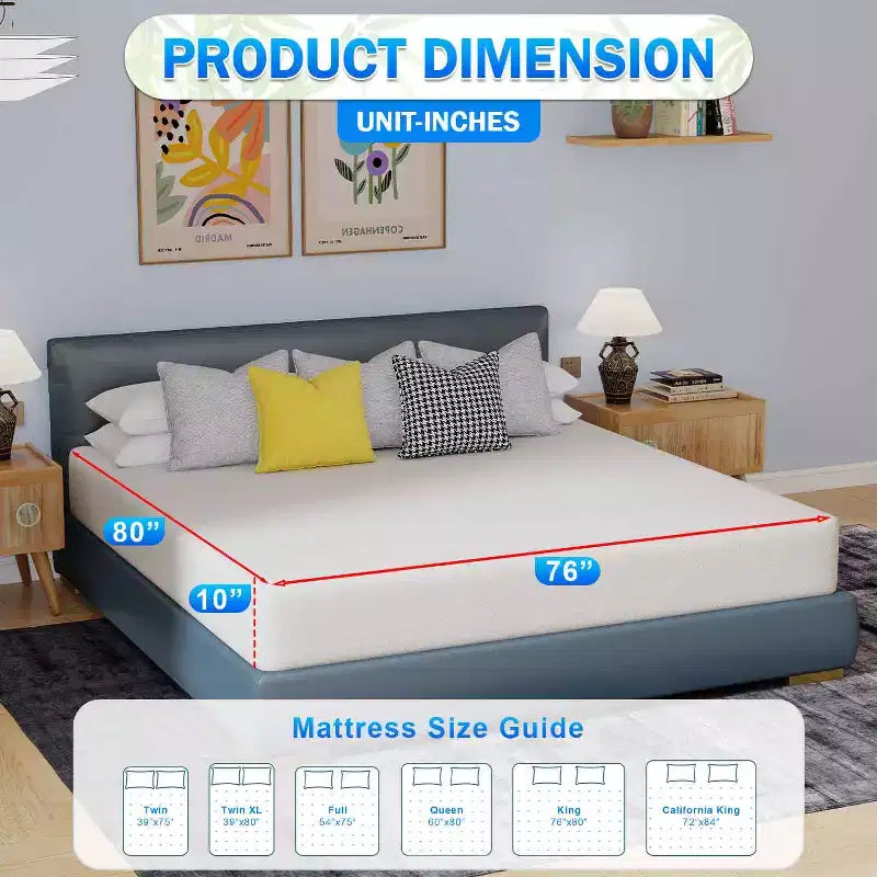 BestMassage 6 Inch Mattress Bamboo Charcoal Memory Foam Mattress Medium Firm Mattress CertiPUR-US Certified