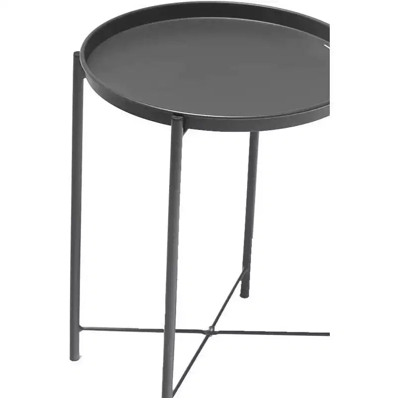 HomeStock 45 in.H White Color Square Steel Table Top End Table 1 -piece