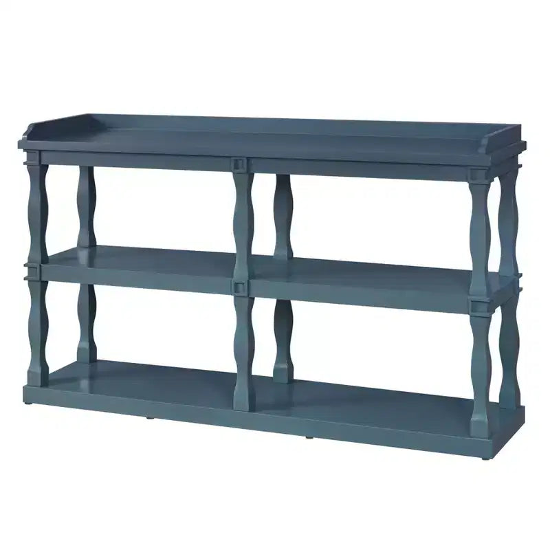 Okak Entryway Table with 3-Tier Open Storage Spaces, Console Table with Roman Column Effect Support Legs, Narrow Console Table for Hallway