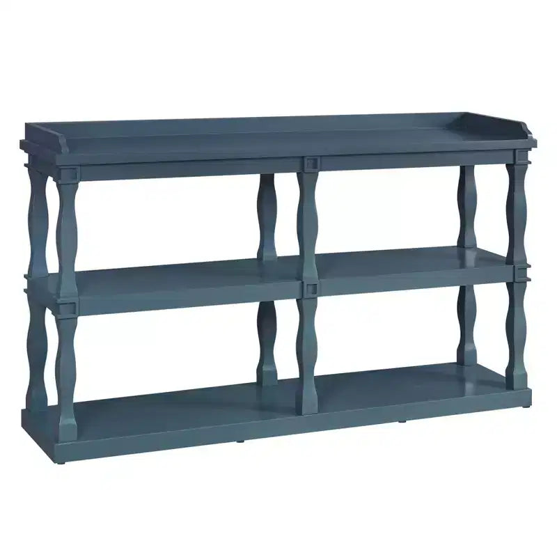 Okak Entryway Table with 3-Tier Open Storage Spaces, Console Table with Roman Column Effect Support Legs, Narrow Console Table for Hallway