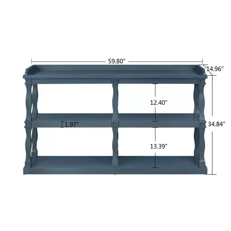 Okak Entryway Table with 3-Tier Open Storage Spaces, Console Table with Roman Column Effect Support Legs, Narrow Console Table for Hallway
