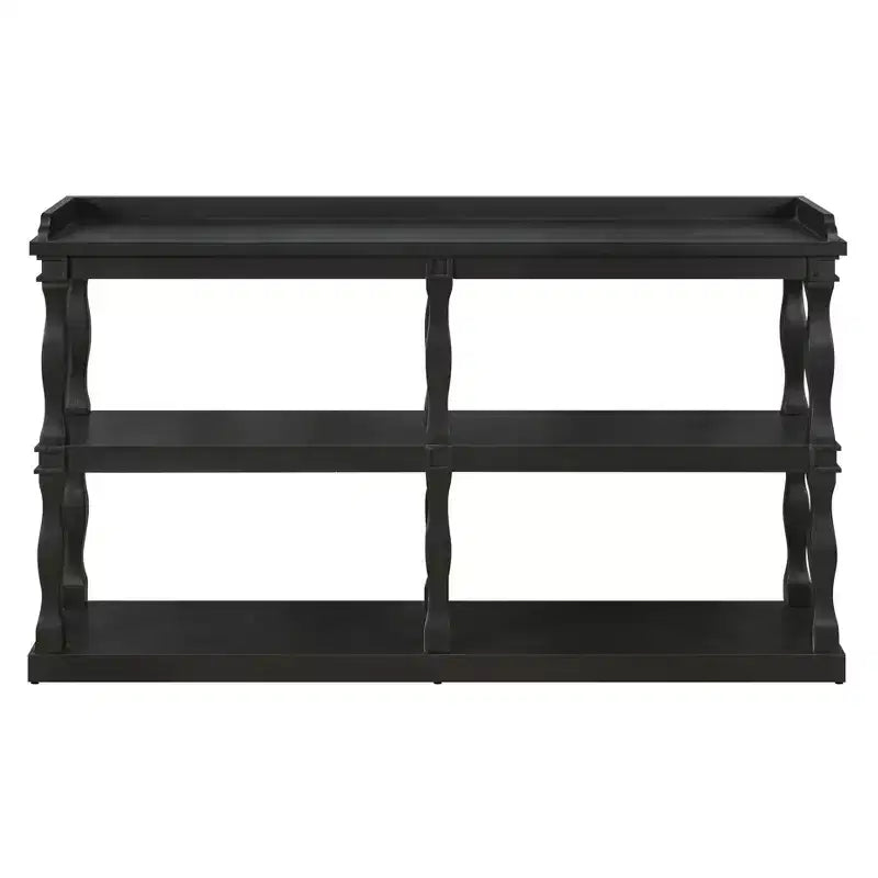 Okak Entryway Table with 3-Tier Open Storage Spaces, Console Table with Roman Column Effect Support Legs, Narrow Console Table for Hallway