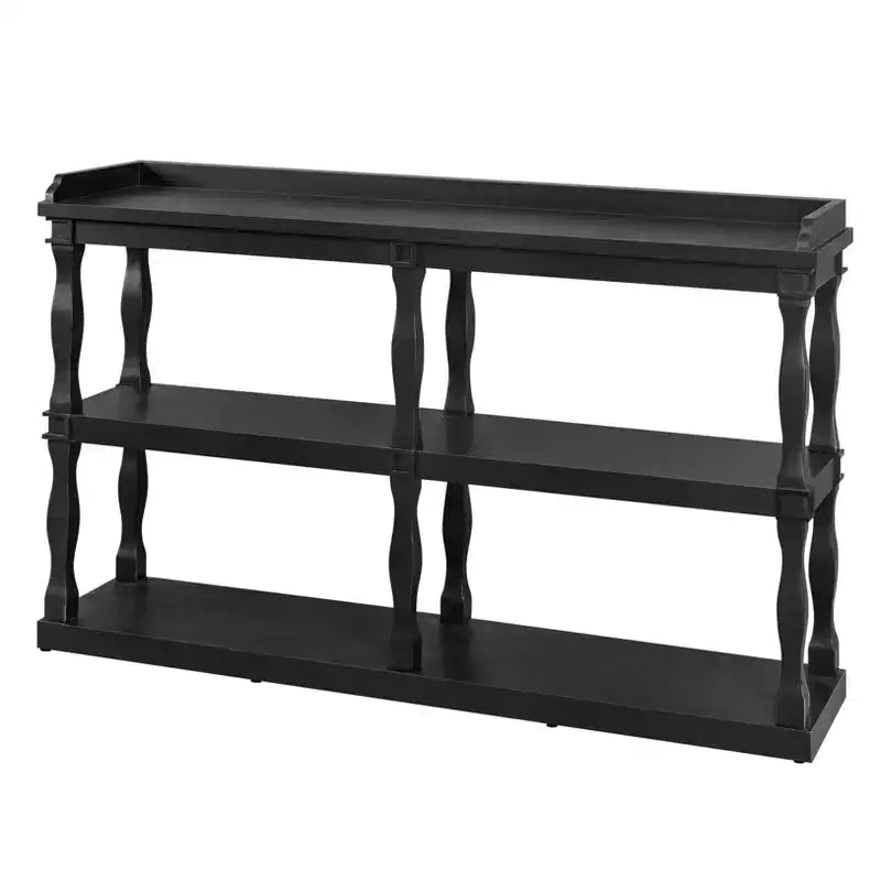 Okak Entryway Table with 3-Tier Open Storage Spaces, Console Table with Roman Column Effect Support Legs, Narrow Console Table for Hallway