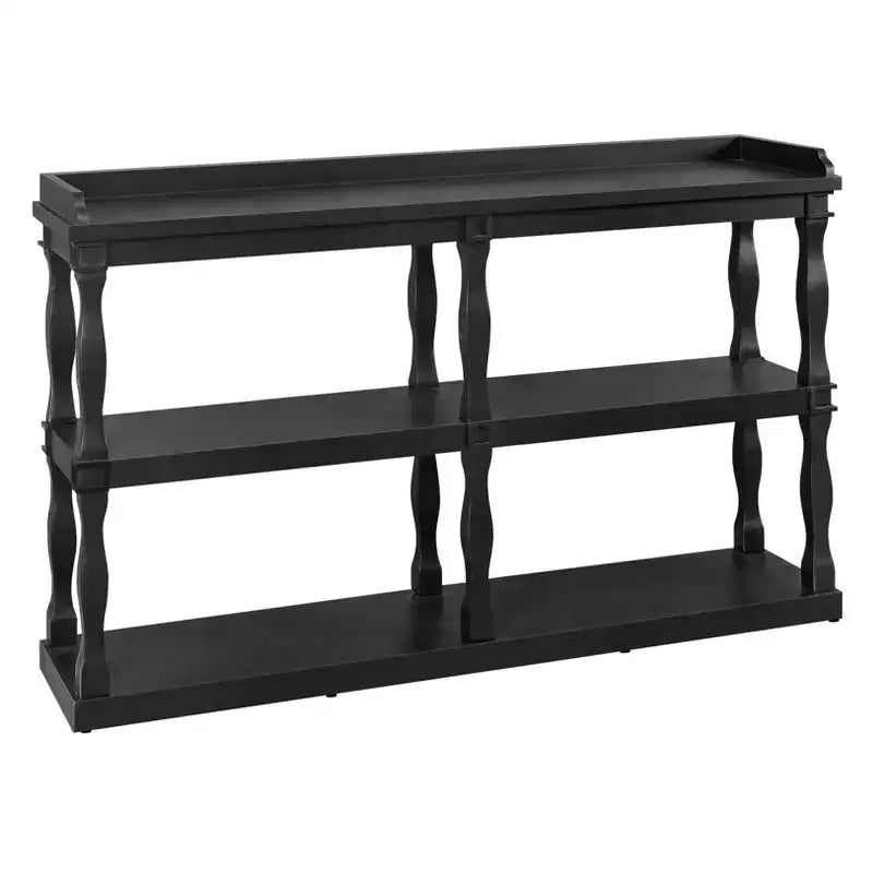 Okak Entryway Table with 3-Tier Open Storage Spaces, Console Table with Roman Column Effect Support Legs, Narrow Console Table for Hallway