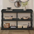 Okak Entryway Table with 3-Tier Open Storage Spaces, Console Table with Roman Column Effect Support Legs, Narrow Console Table for Hallway