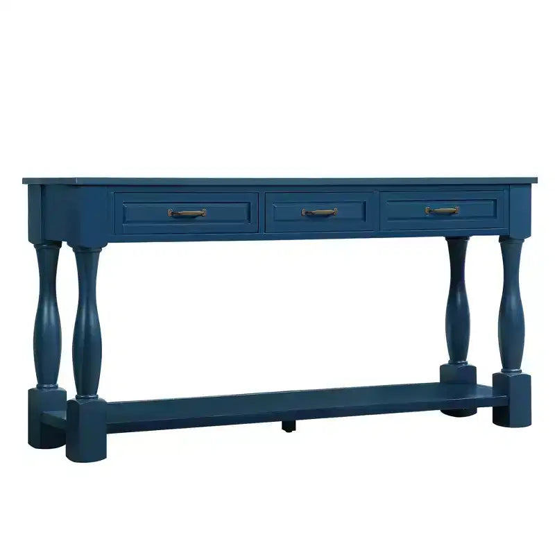 Okak 61IN Table console vintage en pin, Table d'entrée avec 3 tiroirs et 1 étagère inférieure, Table d'appoint pour l'entrée, le salon