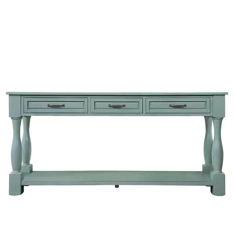 Okak 61IN Table console vintage en pin, Table d'entrée avec 3 tiroirs et 1 étagère inférieure, Table d'appoint pour l'entrée, le salon