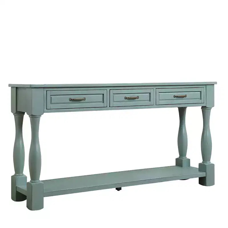 Okak 61IN Table console vintage en pin, Table d'entrée avec 3 tiroirs et 1 étagère inférieure, Table d'appoint pour l'entrée, le salon