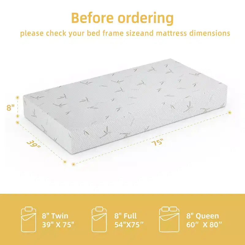 SUGIFT 8 Gel Memory Foam Mattress in a Box with Cooling Gel, Medium Firm Support and CertiPUR Certified