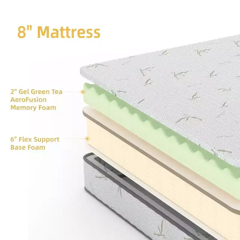 SUGIFT 8 Gel Memory Foam Mattress in a Box with Cooling Gel, Medium Firm Support and CertiPUR Certified