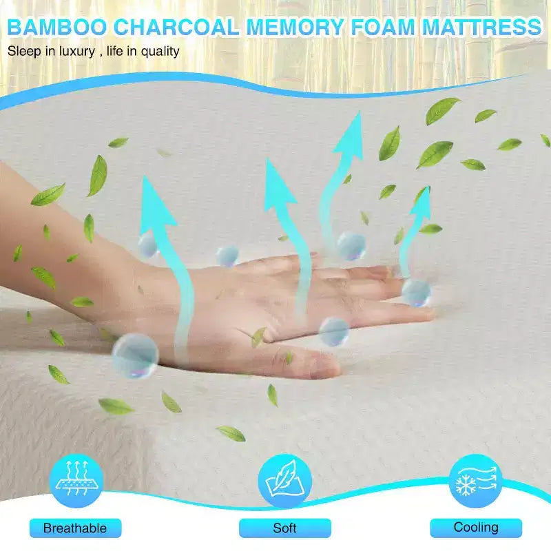BestMassage 12 Inch Mattress Bamboo Charcoal Memory Foam Mattress Medium Firm Mattress CertiPUR-US Certified