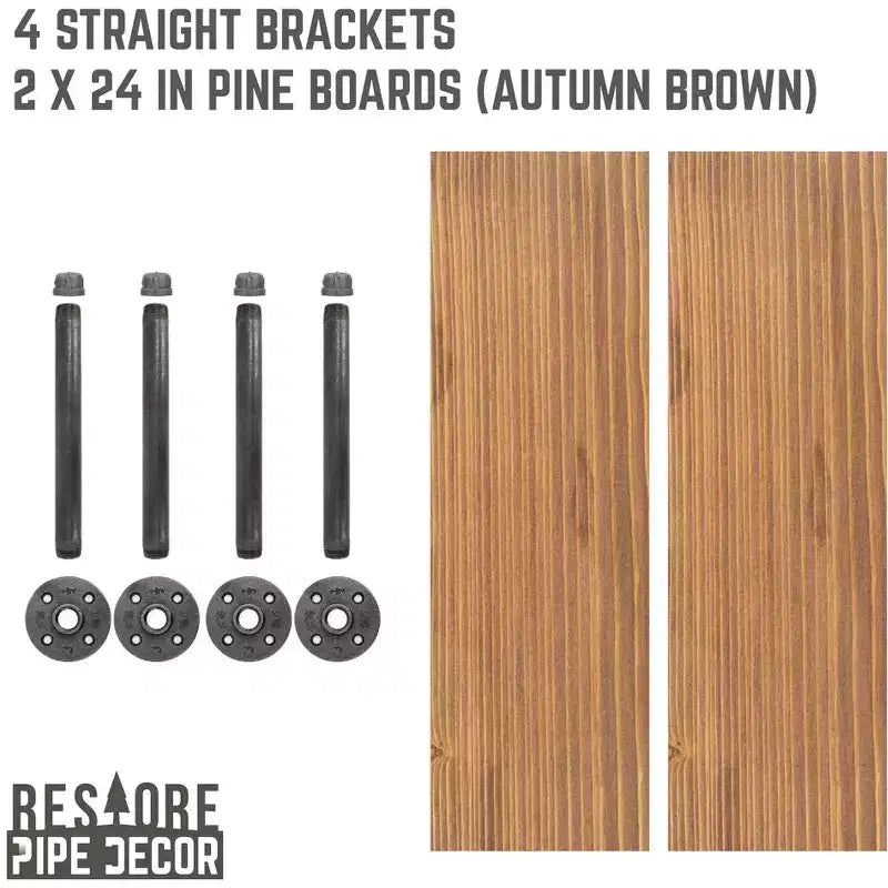 RESTORE Autumn Brown 24 in. Shelves with Straight Brackets