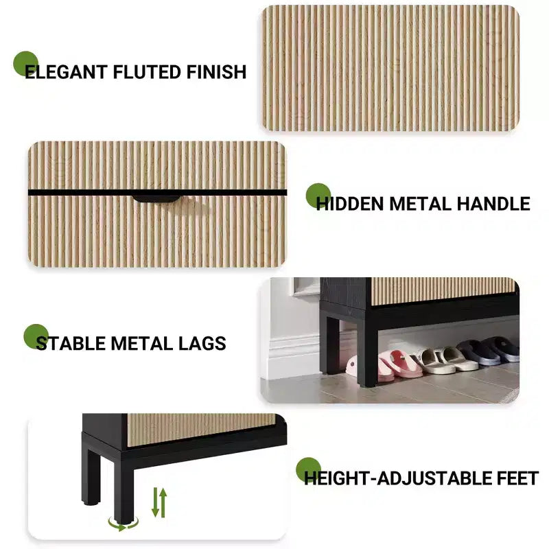 Meuble à chaussures TruAIR à 4 tiroirs - Organisateur d'entrée étroit autoportant avec pieds en métal pour couloir/vestibule