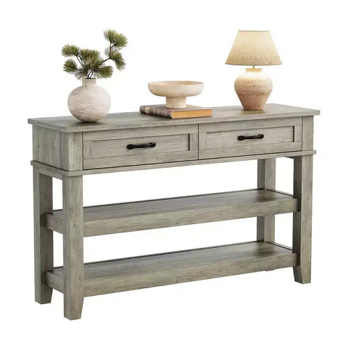 COZONY 47.2 Farmhouse Console Table with 2 Drawers, 3-Tier Entryway Table with Storage for Living Room, Hallway, Entry