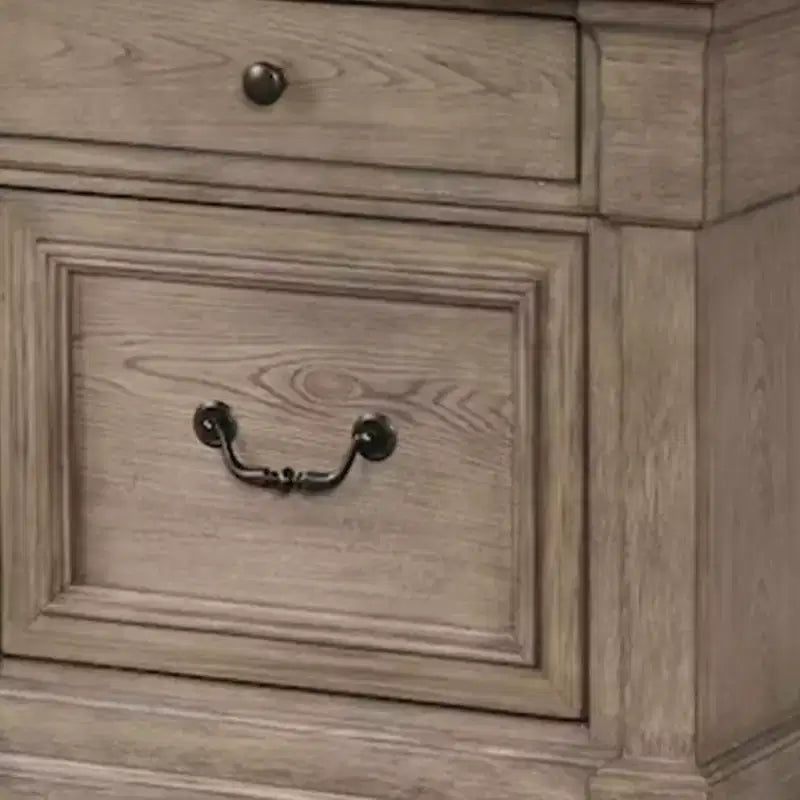 Royal Hampton Nightstand, 2 Drawers, Weathered Gray Solid Wood, 28 Inch