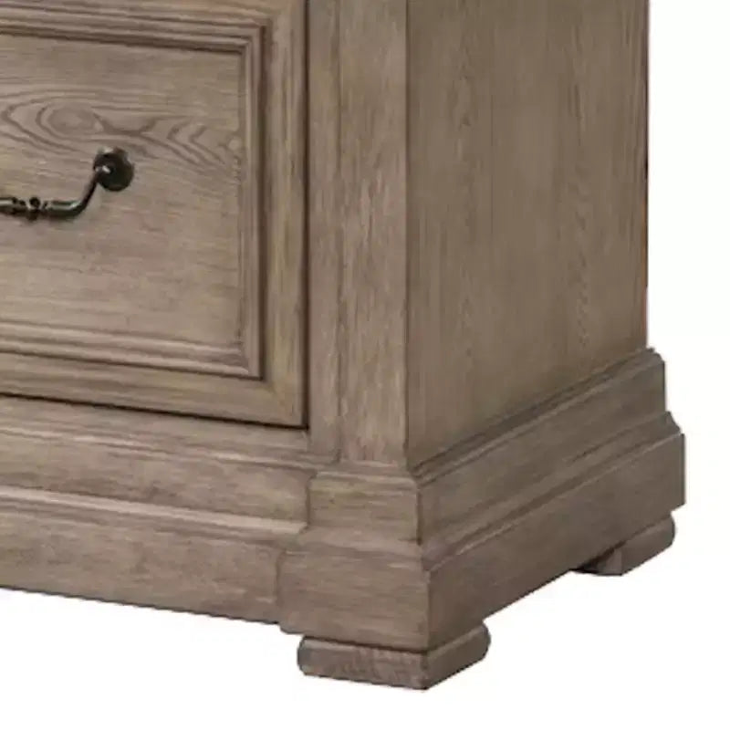 Royal Hampton Nightstand, 2 Drawers, Weathered Gray Solid Wood, 28 Inch