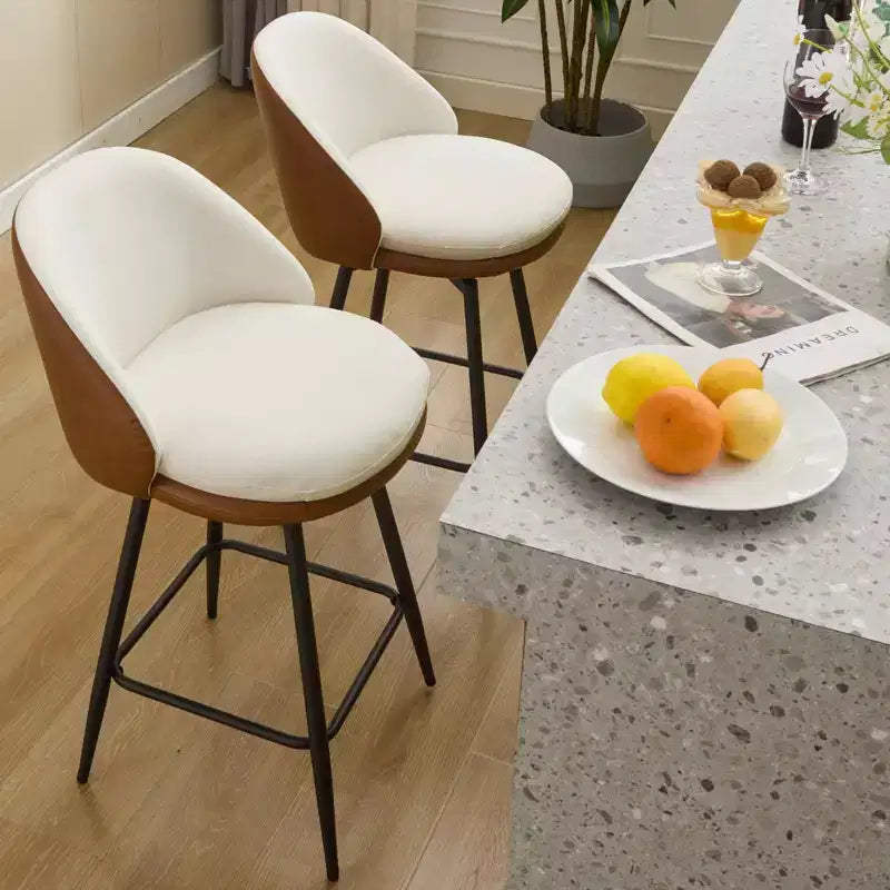 TruAIR 26 Bar Stools Set of 2 - Modern Swivel Counter Stools with Back & PU Leather for Kitchen Island
