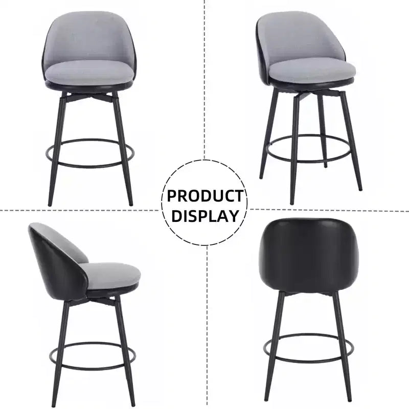 TruAIR 26 Bar Stools Set of 2 - Modern Swivel Counter Stools with Back & PU Leather for Kitchen Island